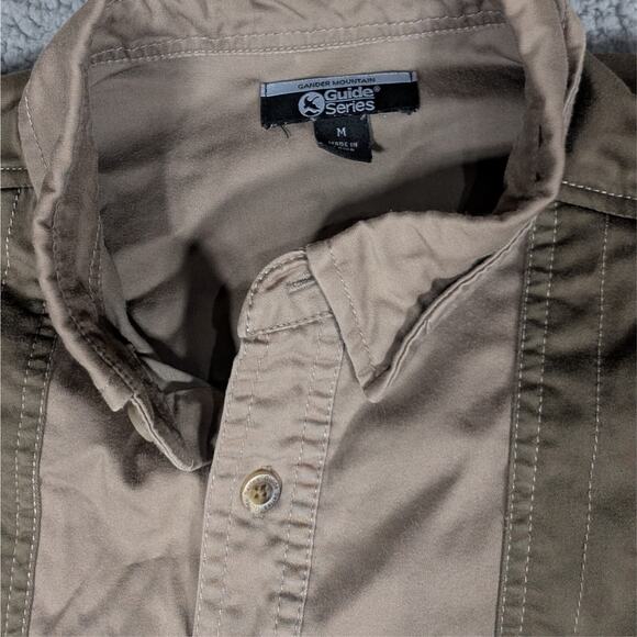 Gander Mountain Guide Series Shirt Men's Medium Tan Two-Tone Long Sleeve Hunting - Picture 2 of 5
